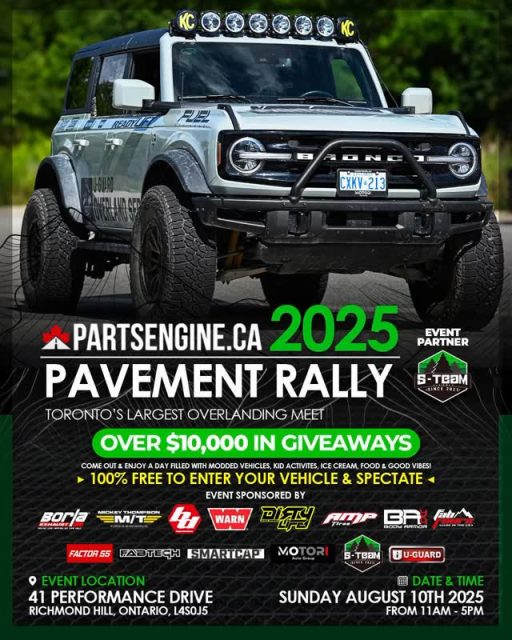 2025 Sunday August 10th // Motori x PartsEngine 🛻Pavement Rally @partsengine 

11:00am - 5:00pm
41 Performance Drive, Richmond Hill, L4S0J5

Over $10,000.00 in Giveaways. We will have a booth there for registrations for our Aug 31st track event